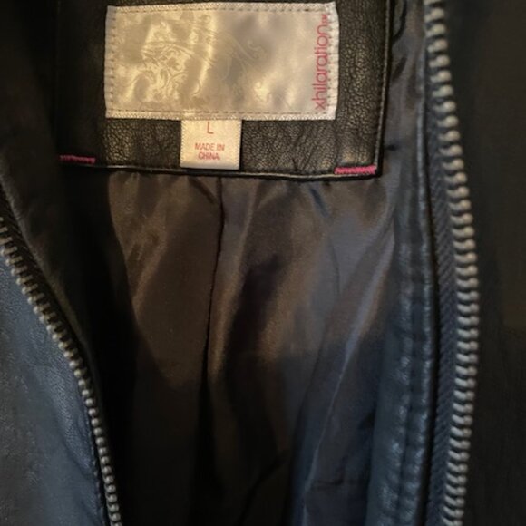 Xhilaration Black Faux Leather and Sweater Jacket Women- Size L - NWOT - Picture 2 of 14